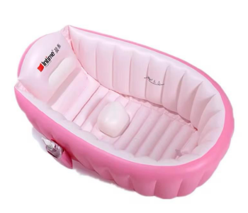 Inflatable Baby Bathtub, Kid Infant Toddler Infant Newborn Inflatable Foldable Shower Pool (Pink) in UAE