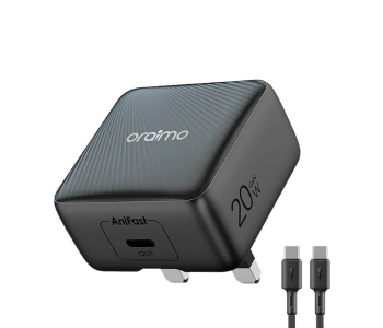 ORAIMO PowerCube 20 Chic 20W GaN Wall Charger Kit With Type|C To Type|C Cable | OCW-5201U-BK Black in KSA
