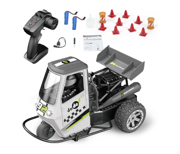 Remote Control Drift Tricycle Truck With Spray, Lights & Sound | 2.4GHz RC Stunt Car For Kids & Adults | Off-Road 3-Wheel Racing Vehicle With Rechargeable Battery, Shock Absorber & Simulation Driver in UAE