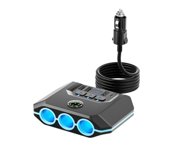 Smartbarry C803 7-in-1 Car Charger Adapter, 120W Triple Cigarette Lighter Splitter With USB Fast Charging & LED Display in UAE