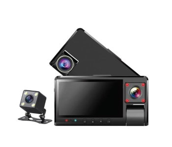 Denx Model DX3617 Car Dashcam With 3 Cameras (Front, Rear, Inside), Full HD Video Recording, G-Sensor, Night Vision, in UAE