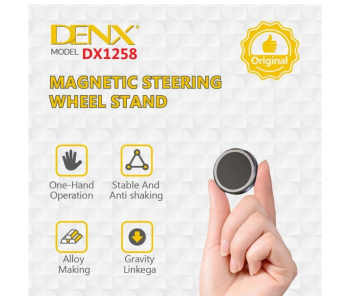 Denx Model DX1258 Universal Magnetic Steering Wheel Phone Stand, 360° Rotation, Gravity Linkage, Stable Anti-Shaking Alloy Material Car Mount in UAE