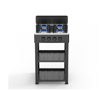 Denx Model DX2814 4-Burner Manual Ignition Gas Stove With Integrated Stand & Dual Storage Shelves, Heavy-Duty Painted Body in UAE