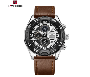 Naviforce Original NF8043 Elegance Exquisite Multifunctional Men's Chronograph Watch (Silver) in UAE