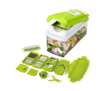 15-in-1 Vegetable Chopper, Mandoline Slicer & Food Dicer Set With Stainless Steel Blades, Multifunctional Veggie Cutter For Fruits, Onions, Salad, Julienne & Spiral Cuts, Kitchen Gadget With Storage Container in UAE
