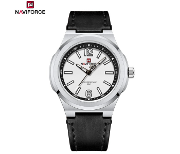 NAVIFORCE NF9233 Men's Classic Analog Quartz Watch, 40mm Case, Black Leather Strap in UAE
