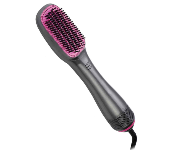 Professional Hot Air Brush & Hair Dryer Styler - 3-in-1 Ionic Ceramic Volumizer For Straightening & Curling, 1200W, Anti-Scald Bristles, Dual Voltage in UAE