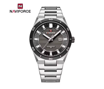 NAVIFORCE 9268 Men's Luxury Business Quartz Watch – Stainless Steel Waterproof Wristwatch With Luminous Hands & Calendar – Silver/Black in UAE