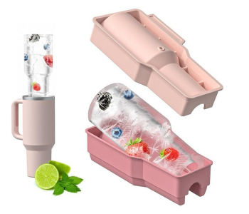 Silicone Hollow Cylinder Ice Cube Tray With Lid For Tumbler Cups, Large Slow-Melting Ice Mold Maker, BPA-Free & Reusable, Perfect For 20/30/40oz Tumblers - Pink/Green in UAE