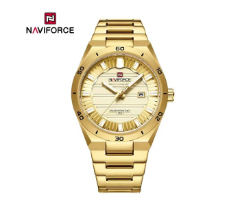 NAVIFORCE 9268 Men's Luxury Business Quartz Watch – Stainless Steel Waterproof Wristwatch With Luminous Hands & Calendar – Gold/Gold in UAE