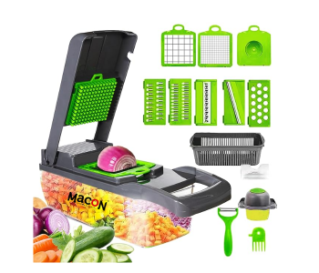 MACON Vegetable Chopper Food Dicer 16 In 1 Slicer With 8 Blades Container And Peeler MC4644 in UAE