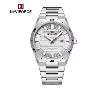 NAVIFORCE 9268 Men's Luxury Business Quartz Watch – Stainless Steel Waterproof Wristwatch With Luminous Hands & Calendar – Silver/white in UAE