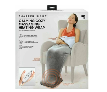Calming Cozy Massaging Back Heating Pad | Electric Weighted Heat Therapy Wrap With Vibration – Gray in UAE