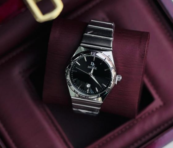 Men Stainless Steel Quartz Watch | Classic Black Dial Date Display | Water Resistant Analogue in UAE
