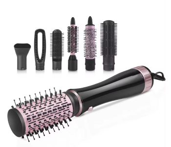 Professional 7-in-1 Multifunctional Hot Air Brush Hair Styler & Dryer, 1000W, Model 50020, Black/Pink in UAE