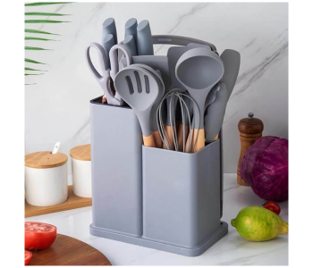 19-Piece Silicone And Stainless Steel Kitchen Set With Storage Holder in UAE