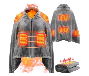 Electric Heated Blanket Shawl With Hood, 3 Adjustable Heat Levels, USB Powered Wearable Heating Cape For Shoulders, Back & Waist, Soft Fleece Warm Blanket For Home & Office in UAE