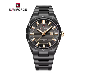 NAVIFORCE 9268 Men's Luxury Business Quartz Watch – Stainless Steel Waterproof Wristwatch With Luminous Hands & Calendar – Black/Gold in UAE