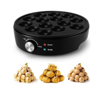 DENX DX3405 Electric 14-Hole Mini Pancake And Takoyaki Maker - 750W Multi-Purpose Cooking Plate With Non-Stick Teflon Coating And Automatic Temperature Control - Black in UAE