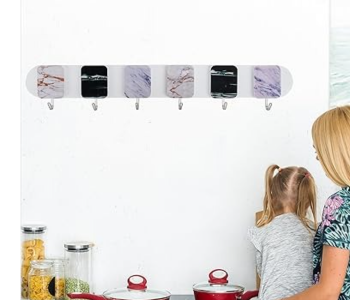 Assorted Marble Pattern Self-Adhesive Wall Hooks, Heavy-Duty Damage-Free Stick-On Hangers For Kitchen, Bathroom, Door & Home in UAE