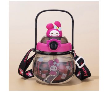 Sanrio Potbelly 500ml Cartoon Water Bottle | BPA-Free Transparent Plastic Bottle | Leak-Proof Portable Drinking Bottle For Kids & Girl - Blackberry in UAE
