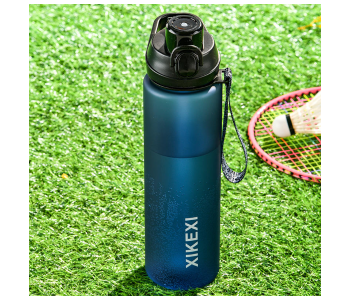 XIKEXI 1 Liter Frosted Plastic Water Bottle | BPA-Free Direct Drinking Gym, Fitness & Outdoor Sports Bottle With Strap - Blue in UAE