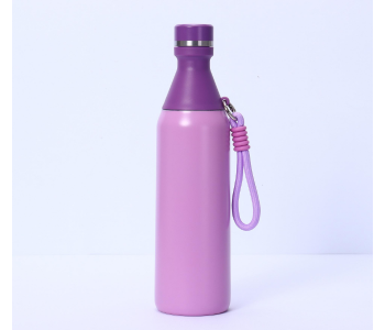 Premium 500ml Stainless Steel Insulated Water Bottle | Double Wall Vacuum Flask With Dual Lid & Carrying Strap | Hot & Cold Travel Bottle - Violet in UAE