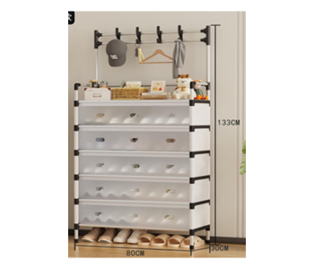 Multifunctional 6-Tier Entryway Storage Rack With Drawers And Hooks - Space Saving Organizer in UAE