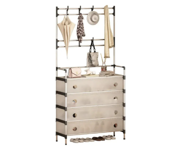 Multifunctional Entryway Storage Rack With 4 Drawers And 10 Coat Hooks - Space Saving Organizer For Home in UAE