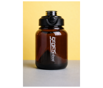 2000ml Large Capacity Transparent Water Bottle BPA-Free Plastic Sports Water Cup With Direct Drinking Lid & Cute Cartoon Sticker - Black in UAE