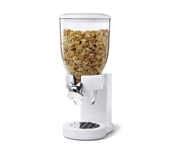 Single Cereal Dispenser 3L, Countertop Dry Food Storage Container With Portion Control, Freshness Seal, White/Clear in UAE
