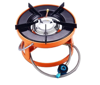 DENX DX2818 Portable Single Burner Gas Stove - Heavy Duty Iron And Steel Body, High-Heat Output, LPG Compatible, Compact Outdoor Camping And Indoor Kitchen Cooker - Orange/Black in UAE
