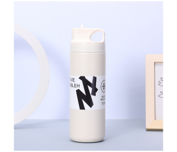 550ml Stainless Steel Vacuum Insulated Straw Water Bottle Double Wall Thermal Sports & Travel Bottle Leak-Proof Hot & Cold Flask For Gym, Office & Daily Use - White in UAE