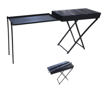 Heavy Duty Barbecue Grill With Blower Fan 30 × 60 Cm – BBQ Grill X-Shape Stand, Foldable Charcoal Grill With Hand Fan Blower, Durable Iron Large Size For Outdoor Camping & Picnic in UAE