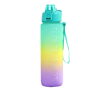 1000ml Motivational Water Bottle With Time Markings | BPA-Free Leakproof Sports & Gym Bottle With Strap | Daily Hydration Tracker For Adults & Kids - Mint Green/Yellow/Purple in UAE