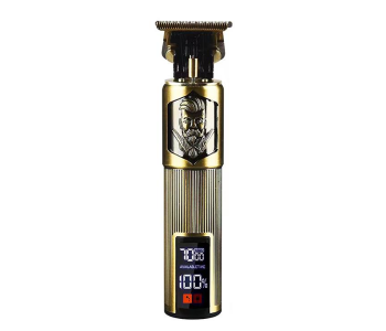 Professional Hair Clippers For Men | Cordless Rechargeable T-Blade Hair Trimmer With LED Display, Zero-Gapped Beard Shaper, Edger & Grooming Kit - Gold in UAE