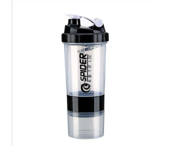 500ml Protein Shaker Bottle With Mixing Ball & Supplement Storage – 17oz BPA-Free Plastic Sports Gym Mixer Cup For Workout, Fitness, Smoothies, Pre-Workout, Protein Powder & Meal Replacement Drinks (Black) in UAE