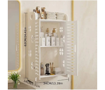 Wall Mounted Bathroom Storage Cabinet With Doors And Shelves Space Saving 62x34x14cm in UAE