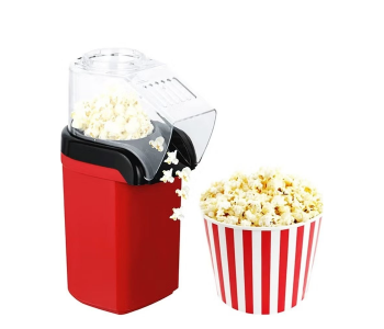 Portable Hot Air Popcorn Maker Machine – 1200W Oil-Free Healthy Snack Maker With Measuring Cup And One-Touch Operation, Red in UAE