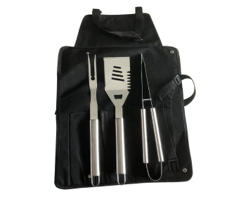 BBQ Apron & Tool Set – Stainless Steel Utensils With Long Handles & Full Apron, Essential Grilling Kit in UAE