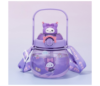 Sanrio Potbelly 500ml Cartoon Water Bottle | BPA-Free Transparent Plastic Bottle | Leak-Proof Portable Drinking Bottle For Kids & Girl - Purple in UAE