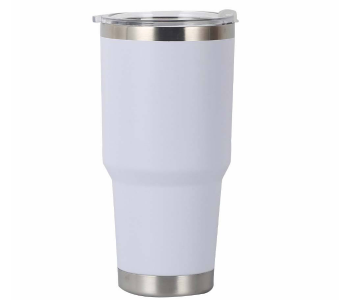 900ml 30oz Stainless Steel Vacuum Insulated Tumbler | Double Wall Thermal Travel Coffee Mug With Lid | Reusable Hot & Cold Water Cup - White in UAE