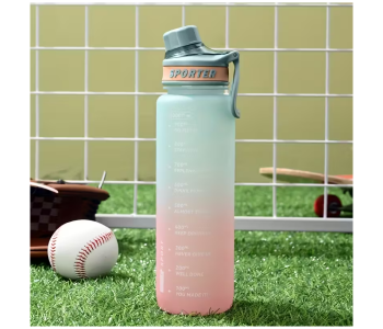 Gradient Plastic Sports Water Bottle 1200ml | Large Capacity BPA-Free Gym, Travel & Outdoor Water Cup With Measurement Scale - Mint Green in UAE