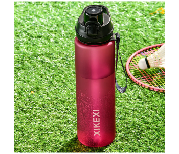 XIKEXI 1 Liter Frosted Plastic Water Bottle | BPA-Free Direct Drinking Gym, Fitness & Outdoor Sports Bottle With Strap - Purple in UAE