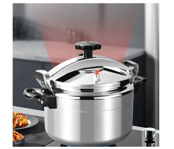 DENX DX3428 7L Aluminum Pressure Cooker - High-Quality 1.9mm Thick Durable Build, Multi-Safety Valve System, Fast Manual Cooking For Home Kitchens - Silver in UAE