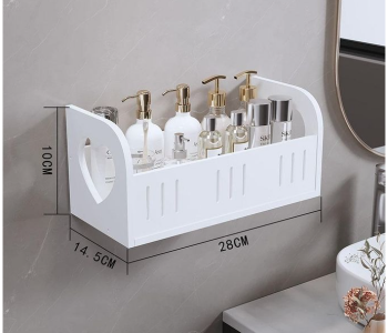 Wall Mounted Storage Shelf Organizer Space Saving Rack For Bathroom And Kitchen 28x14.5x10cm in UAE