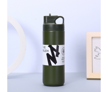 550ml Stainless Steel Vacuum Insulated Straw Water Bottle Double Wall Thermal Sports & Travel Bottle Leak-Proof Hot & Cold Flask For Gym, Office & Daily Use - Green in UAE