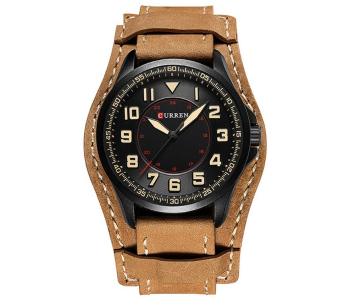 Curren 8279 Men's Casual Analog Quartz Watch - Leather Strap - 43mm - Coffee in UAE