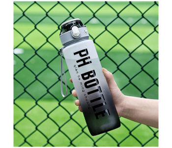 Thermos 1000ml Water Bottle | 1 Liter BPA-Free Leak-Proof Direct Drinking Bottle With Time Marker, Handle & Gradient Design | Ultra-Lightweight Sports Hydration Bottle - Black in UAE