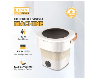 Denx DX3423 Foldable Mini Washing Machine – 11L Portable Electric Washer For Baby Clothes & Delicates in UAE